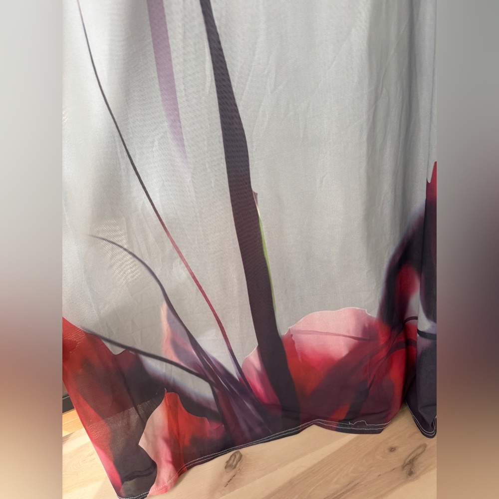 Luciana maxi dress flower mesh tulip long rat&boat spaghetti straps sheer - Picture 9 of 12